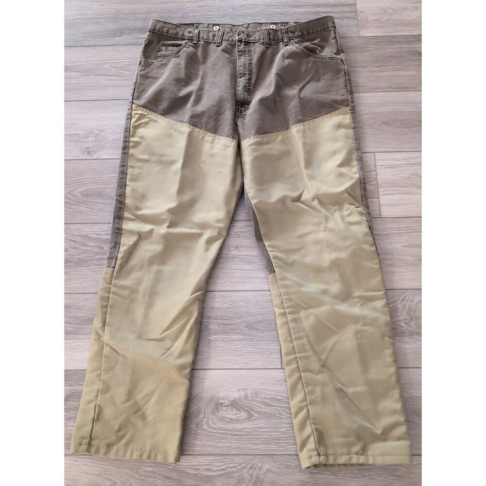 WRANGLER PRO GEAR UPLAND PANTS BROWN CANVAS BRUSH WORK HUNTING MEN'S 44X32 EUC